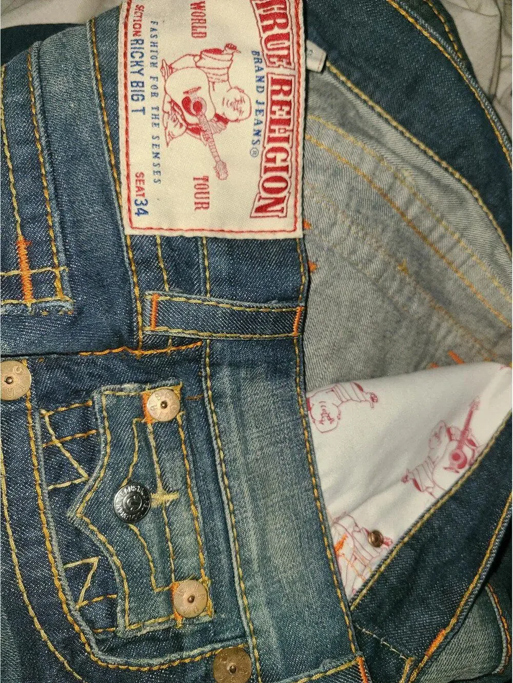 True religion Ricky Big T men's jeans world tour sz 31